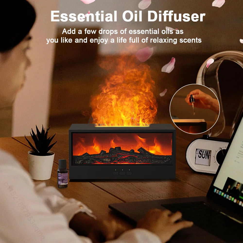 Fireplace Humidifier Flame Aroma Diffuser Fire Humidifier Essential