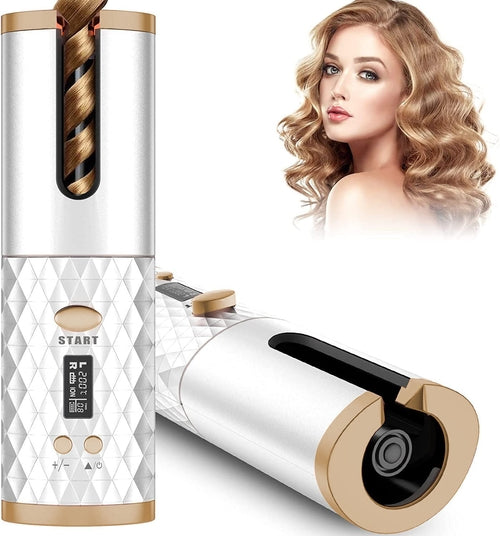 Portable Automatic Hair Curler, Ceramic Rotating Wireless Auto Curling