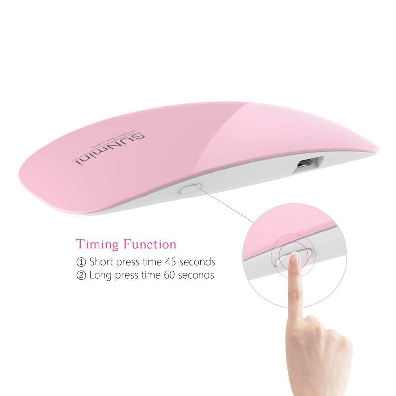 Portable Mini 6W LED Lamp Nail Dryer USB Charge 30s 60s Timer LED