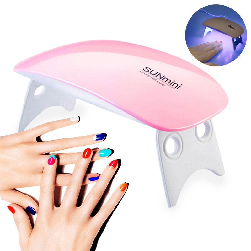 Portable Mini 6W LED Lamp Nail Dryer USB Charge 30s 60s Timer LED